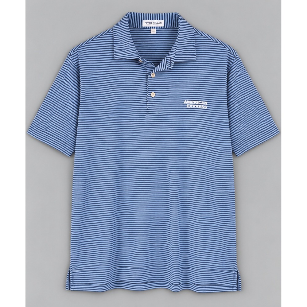 Peter Millar Summer Comfort American Express PGA Tour Golf Polo Blue Mens L